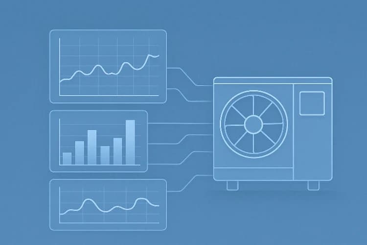 Energiahintakaavio ilma-vesilämpöpumpun vierellä